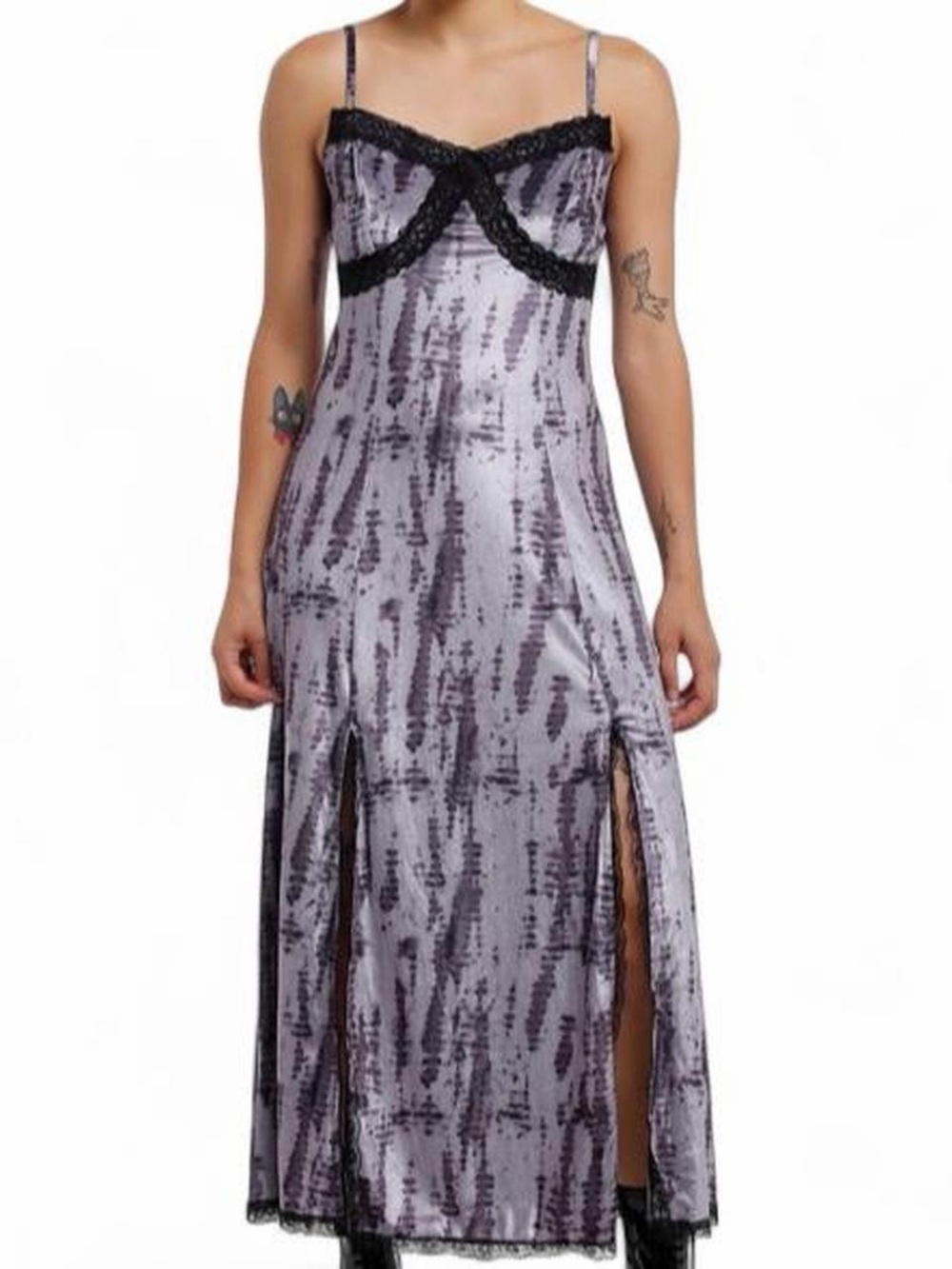 Grey Wash Velvet Lace Midi Dress Plus Size 3x
